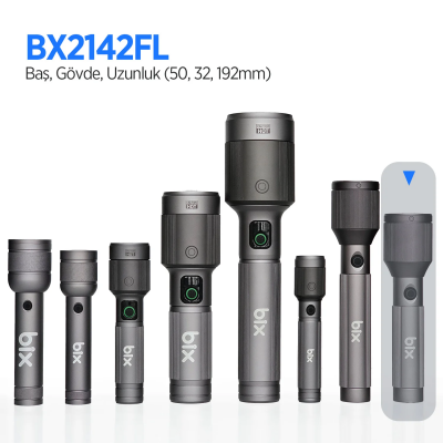 Bix BX2142FL 24W LED 900 Metre Uzun Menzilli Şarjlı El Feneri 1000 Lümen Güç Göstergeli Zoom Özellikli Işıklı Kamp Feneri - 3