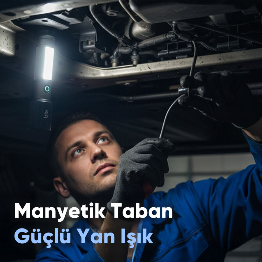 Bix BX2153FL 7W LED 325 Metre Menzilli 330 Lümen Type-C LED El Feneri Manyetik COB Zoom Özellikli Işıklı Kamp Feneri - 4