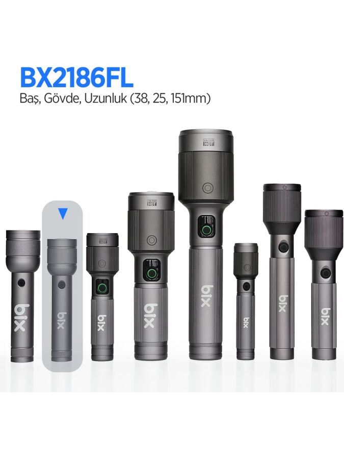 Bix BX2186FL 3W LED 300 Metre Uzun Menzilli Şarjlı El Feneri 910 Lümen Çok Modlu Işıklı Kamp Feneri - 3