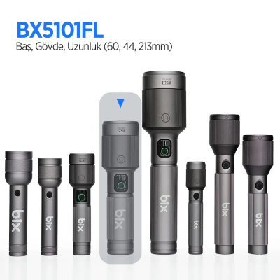 Bix BX5101FL 60W LED 850 Metre Uzun Menzilli Şarjlı El Feneri 2300 Lümen Çok Modlu Işıklı Kamp Feneri - 3