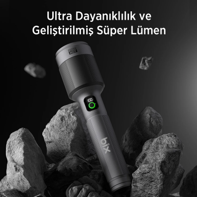 Bix BX5102FL 60W LED 1000 Metre Uzun Menzilli Şarjlı El Feneri 3000 Lümen Çok Modlu Işıklı Kamp Feneri  - 5