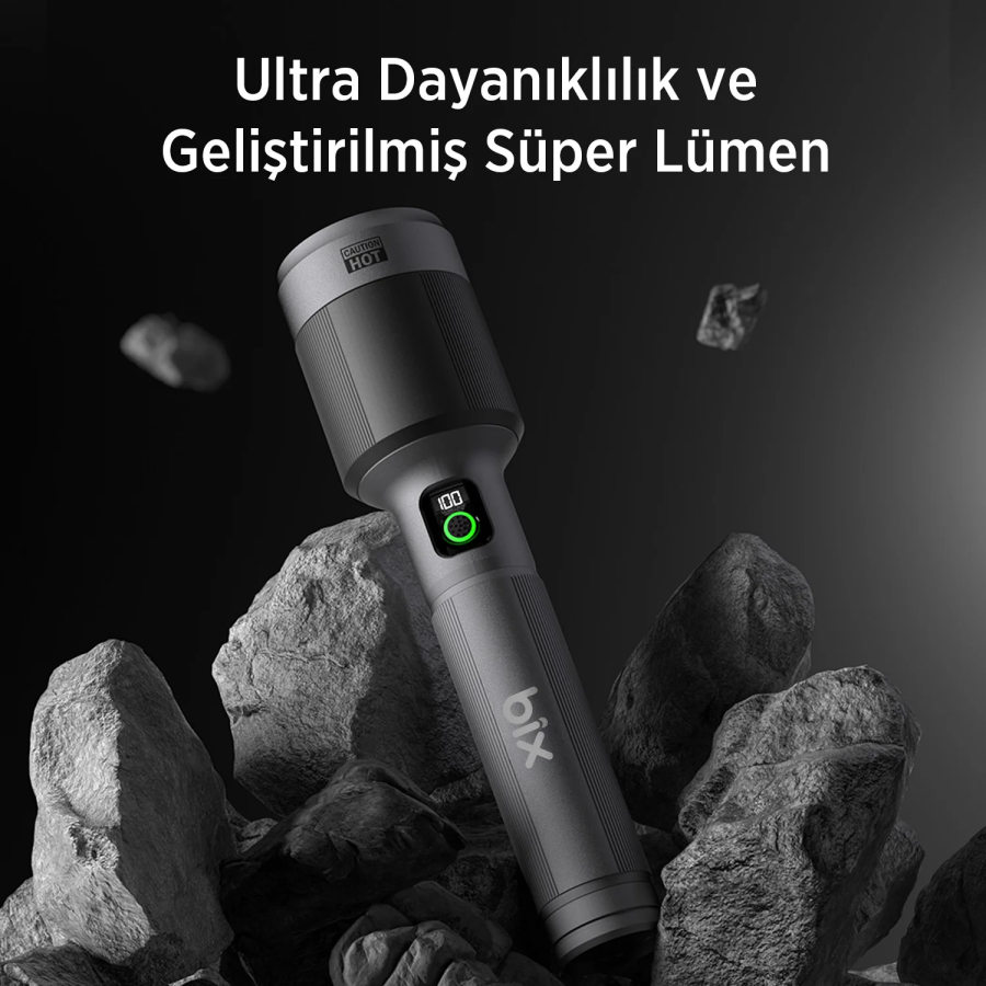 Bix BX5102FL 60W LED 1000 Metre Uzun Menzilli Şarjlı El Feneri 3000 Lümen Çok Modlu Işıklı Kamp Feneri  - 5