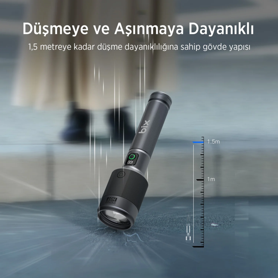 Bix BX5102FL 60W LED 1000 Metre Uzun Menzilli Şarjlı El Feneri 3000 Lümen Çok Modlu Işıklı Kamp Feneri  - 4