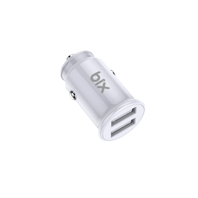 Bix BXAA12W 12W Çift USB-A Portlu Araç Şarj Aleti iPhone Android Uyumlu Mini Araç İçi Şarj Cihazı Beyaz