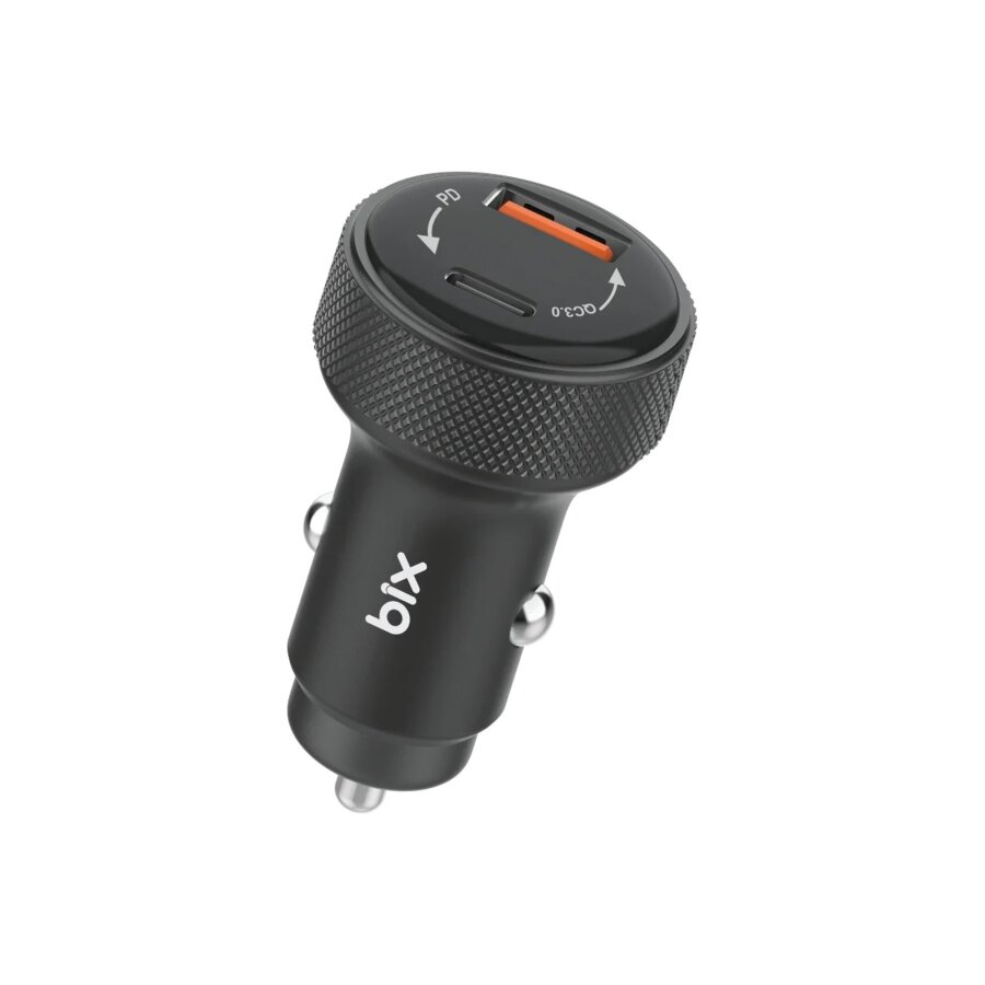 Bix BXACP48W 48W Çift Portlu Type-C ve USB-A Dijital Göstergeli Araç İçi Hızlı Şarj Cihazı Siyah - 1