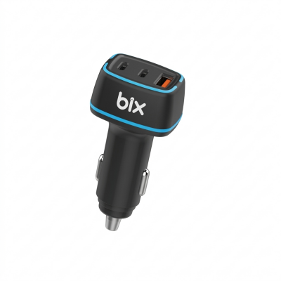 Bix BXACP82W 82.5W Üç Port 2x Type-C ve USB-A Araç İçi Hızlı Şarj Cihazı Siyah