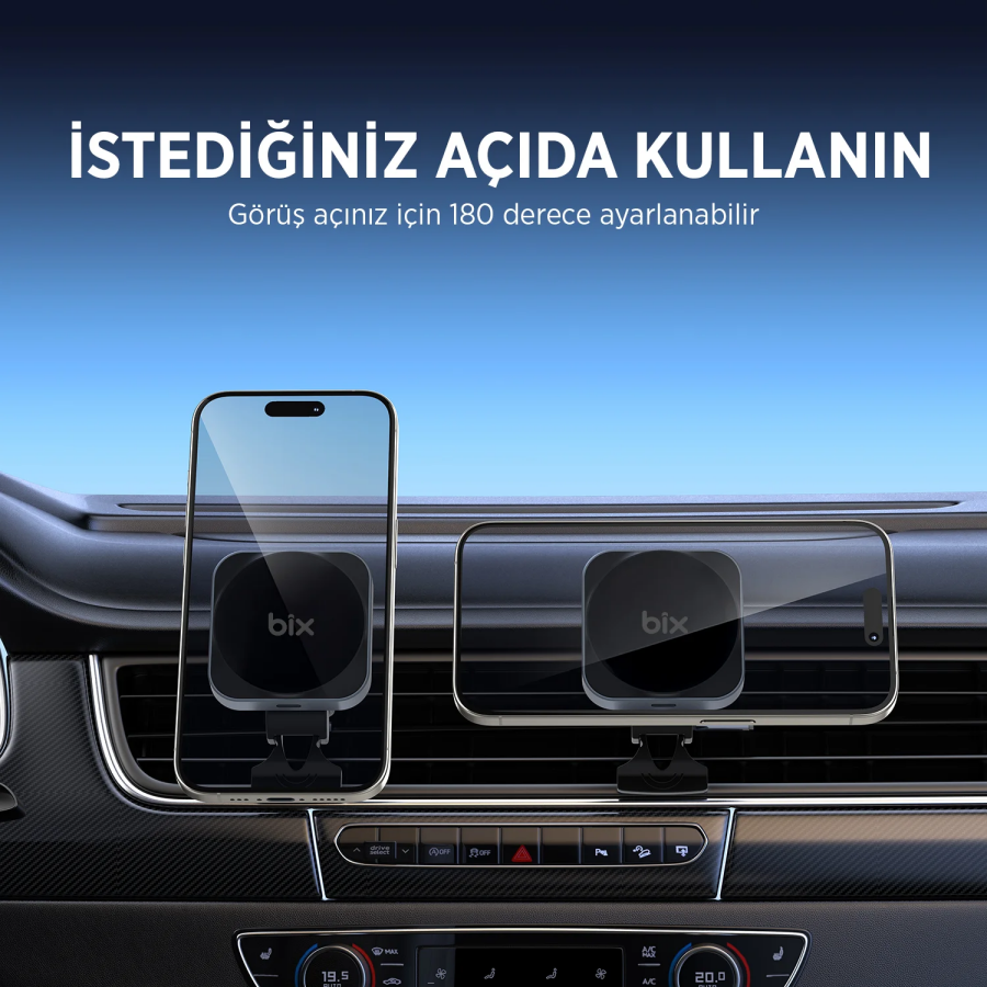 Bix BXCH10 15W Kablosuz Şarj Destekli 180° Ayarlanabilir Manyetik Araç İçi Telefon Tutucu - 4
