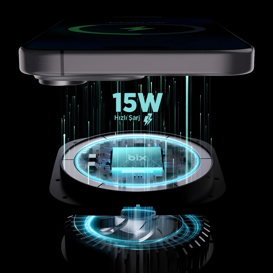 Bix BXCH10 15W Kablosuz Şarj Destekli 180° Ayarlanabilir Manyetik Araç İçi Telefon Tutucu - 6