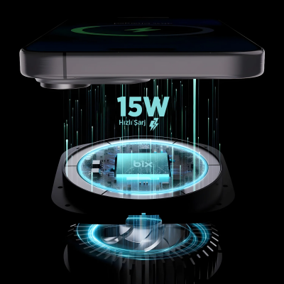 Bix BXCH10 15W Kablosuz Şarj Destekli 180° Ayarlanabilir Manyetik Araç İçi Telefon Tutucu - 6