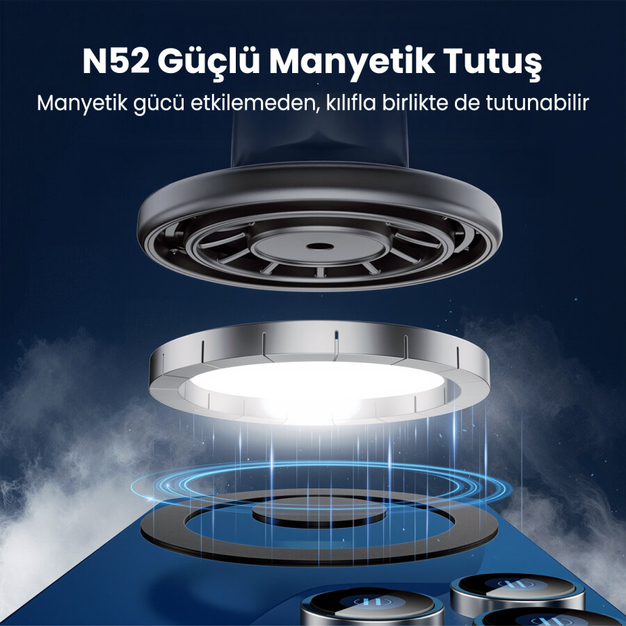 Bix BXCH13 360 Derece Metal Kancalı Manyetik Havalandırma Izgarası Araç İçi Telefon Tutucu - 4