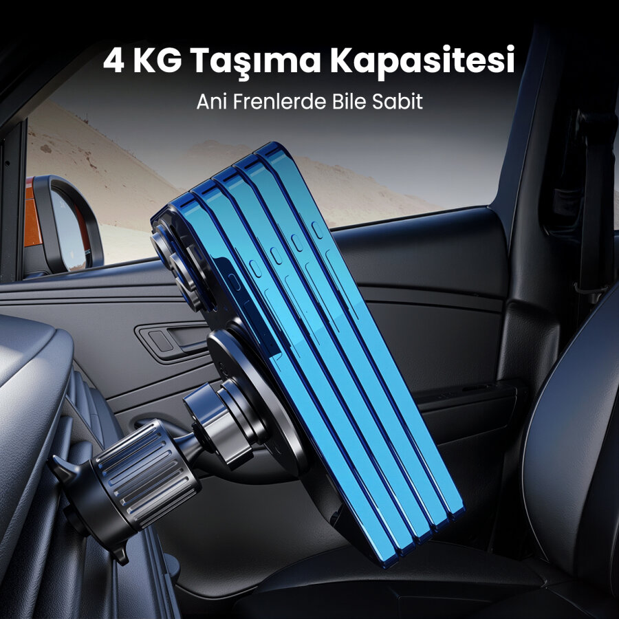 Bix BXCH13 360 Derece Metal Kancalı Manyetik Havalandırma Izgarası Araç İçi Telefon Tutucu - 7