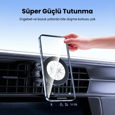 Bix BXCH14 360 Derece Metal Kancalı Manyetik Havalandırma Izgarası Araç İçi Telefon Tutucu - 2
