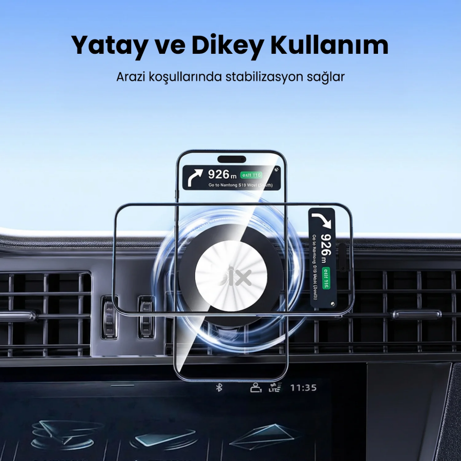 Bix BXCH14 360 Derece Metal Kancalı Manyetik Havalandırma Izgarası Araç İçi Telefon Tutucu - 3