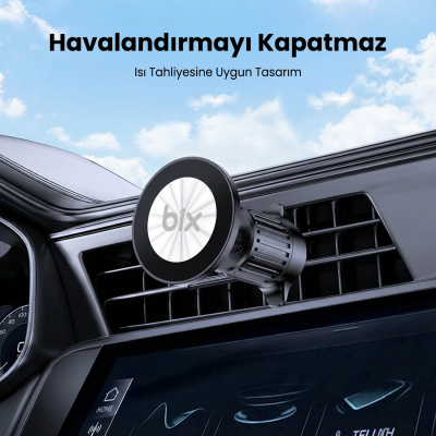 Bix BXCH14 360 Derece Metal Kancalı Manyetik Havalandırma Izgarası Araç İçi Telefon Tutucu - 4