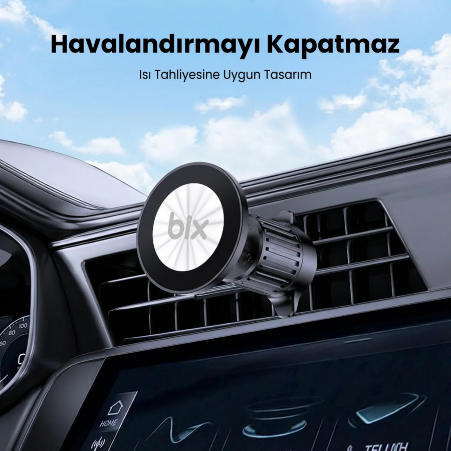 Bix BXCH14 360 Derece Metal Kancalı Manyetik Havalandırma Izgarası Araç İçi Telefon Tutucu - 4