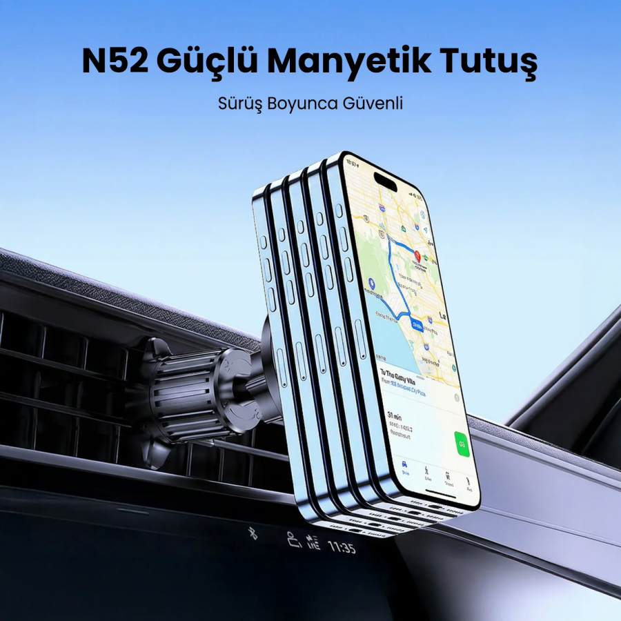 Bix BXCH14 360 Derece Metal Kancalı Manyetik Havalandırma Izgarası Araç İçi Telefon Tutucu - 6