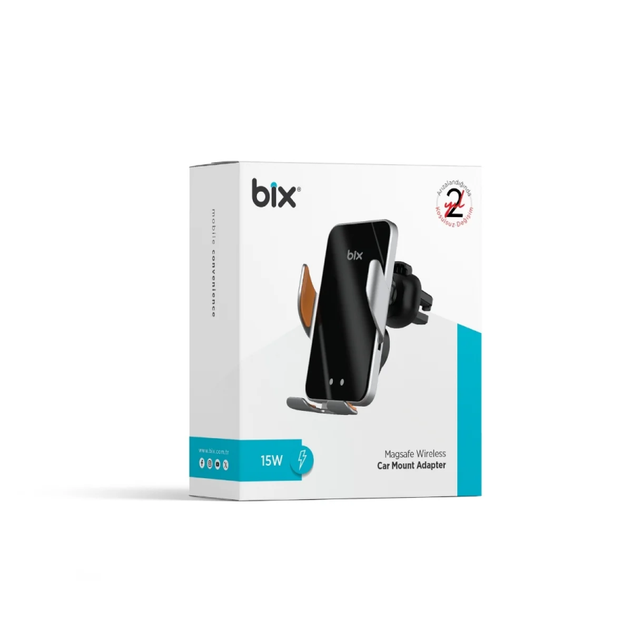 Bix BXCH9 MagSafe 15W Kablosuz Hızlı Şarj Destekli 360° Dönebilen Ultra İnce Metal Araç İçi Telefon Tutucu - 8