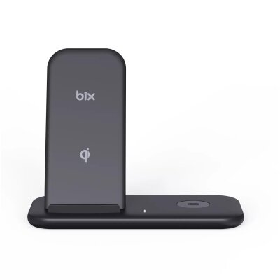 Bix BXMW1 2‘si 1 Arada iPhone Apple Watch Uyumlu 15W Qİ Kablosuz Şarj Cihazı Stand - 1