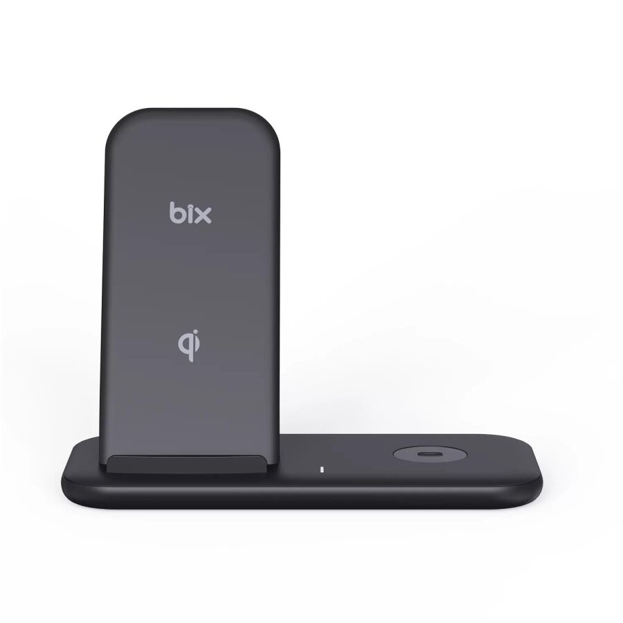 Bix BXMW1 2‘si 1 Arada iPhone Apple Watch Uyumlu 15W Qİ Kablosuz Şarj Cihazı Stand - 1