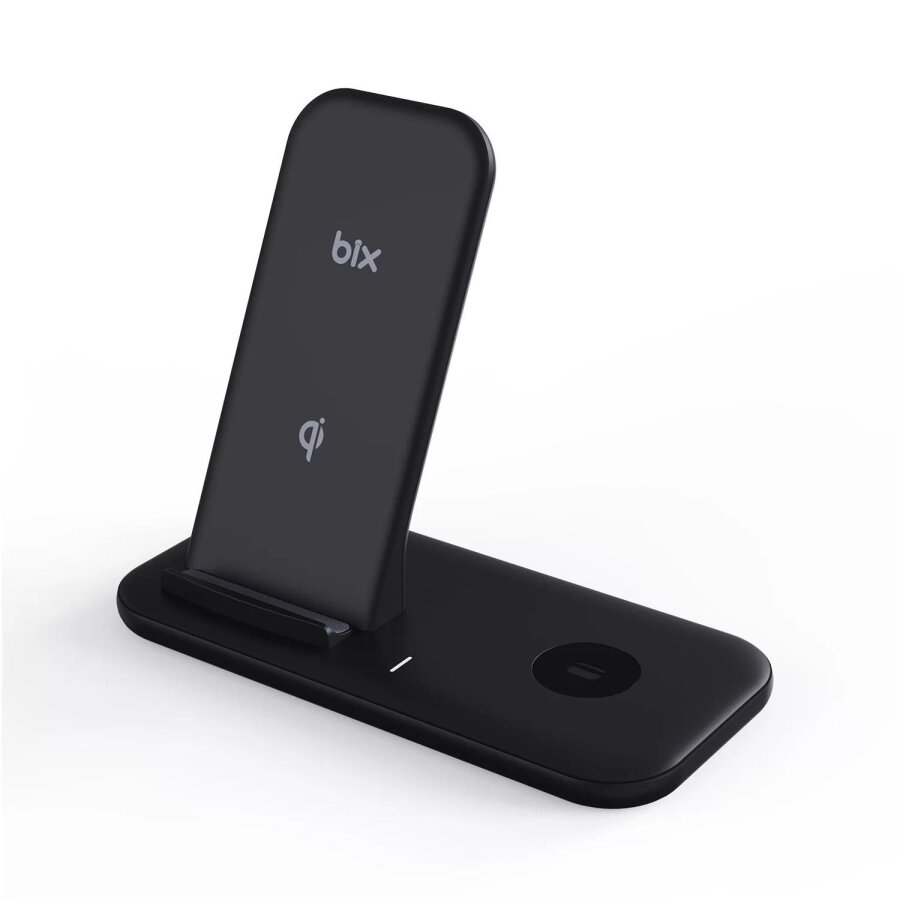 Bix BXMW1 2‘si 1 Arada iPhone Apple Watch Uyumlu 15W Qİ Kablosuz Şarj Cihazı Stand - 3