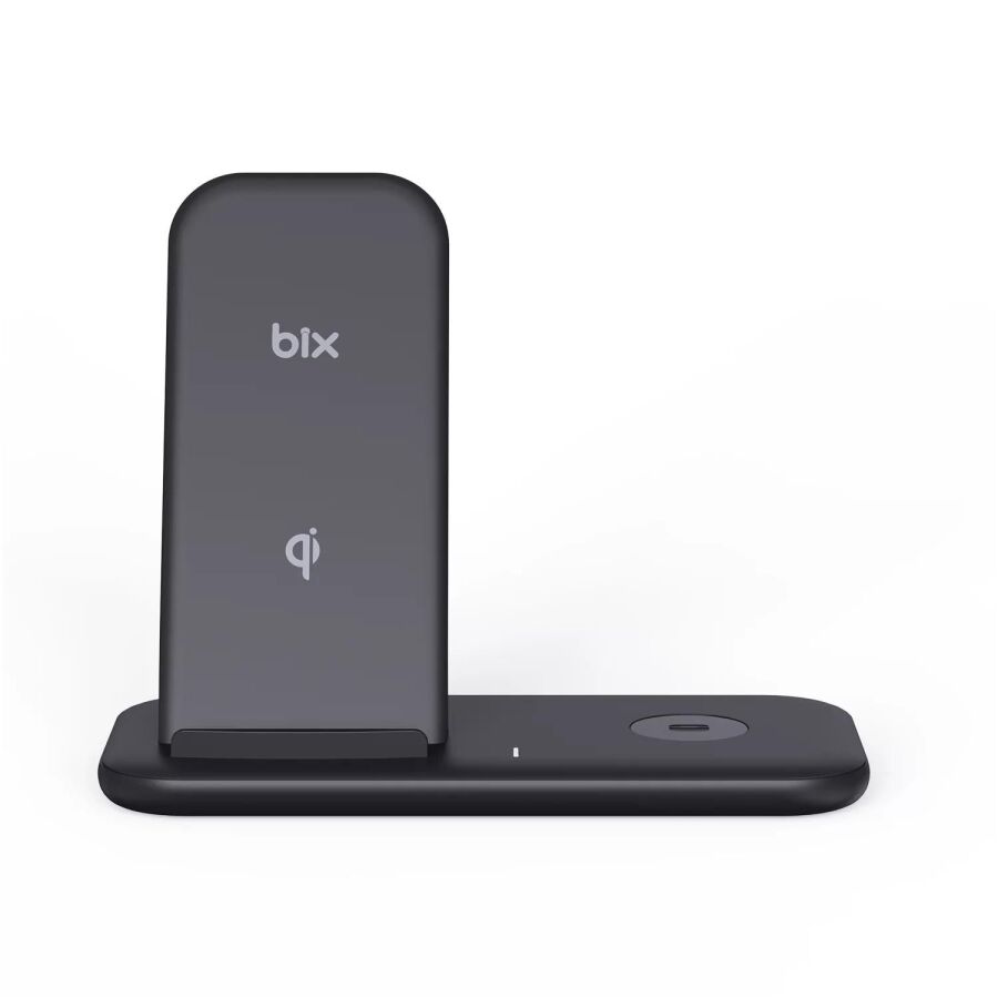 Bix BXMW1 2‘si 1 Arada iPhone Apple Watch Uyumlu 15W Qİ Kablosuz Şarj Cihazı Stand - 1