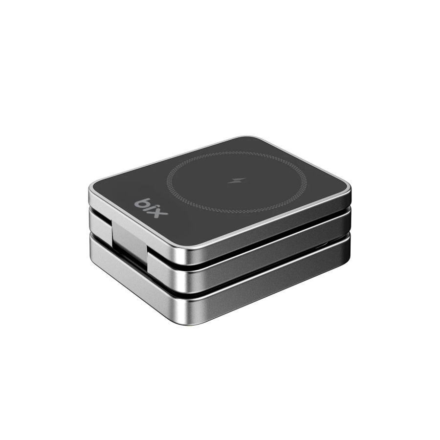 Bix BXMW7 3’ü 1 15W Kablosuz MagSafe Şarj Cihazı Katlanabilir Telefon TWS Kulaklık ve Akıllı Saat Uyumlu Magsafe - 3