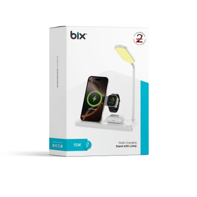 Bix BXMW8 3’ü 1 15W Kablosuz MagSafe Şarj Standı Telefon TWS Kulaklık Akıllı Saat iPhone AirPods Apple Watch Uyumlu LED Lambalı - 10