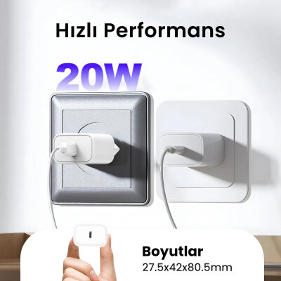 Bix BXPD23 20W iPhone & Android Uyumlu USB-C PD 3.0 Akım Korumalı Hızlı Şarj Adaptörü - 3