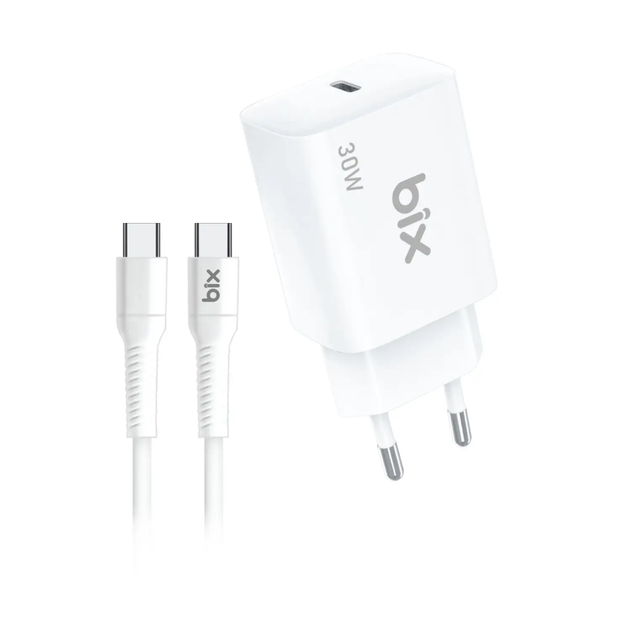 Bix BXPD31C 30W USB-C PD 3.0 Akım Korumalı Hızlı Şarj Adaptörü ve 5A Type-C Şarj Kablosu 1 Metre - 1