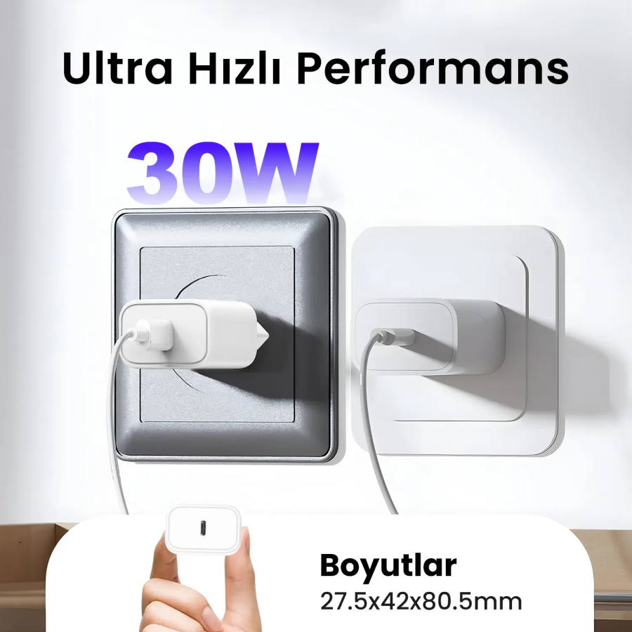 Bix BXPD32 30W iPhone & Android Uyumlu USB-C PD 3.0 Akım Korumalı Hızlı Şarj Adaptörü - 3