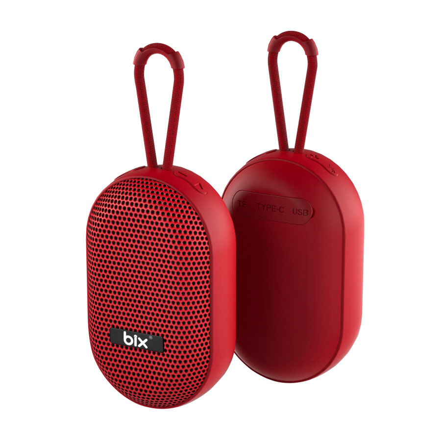 Bix BXWS01 Bluetooth 6.0 IPX4 Suya Dayanıklı 8W Taşınabilir Hoparlör MicroSD & USB Destekli Speaker Kırmızı - 6