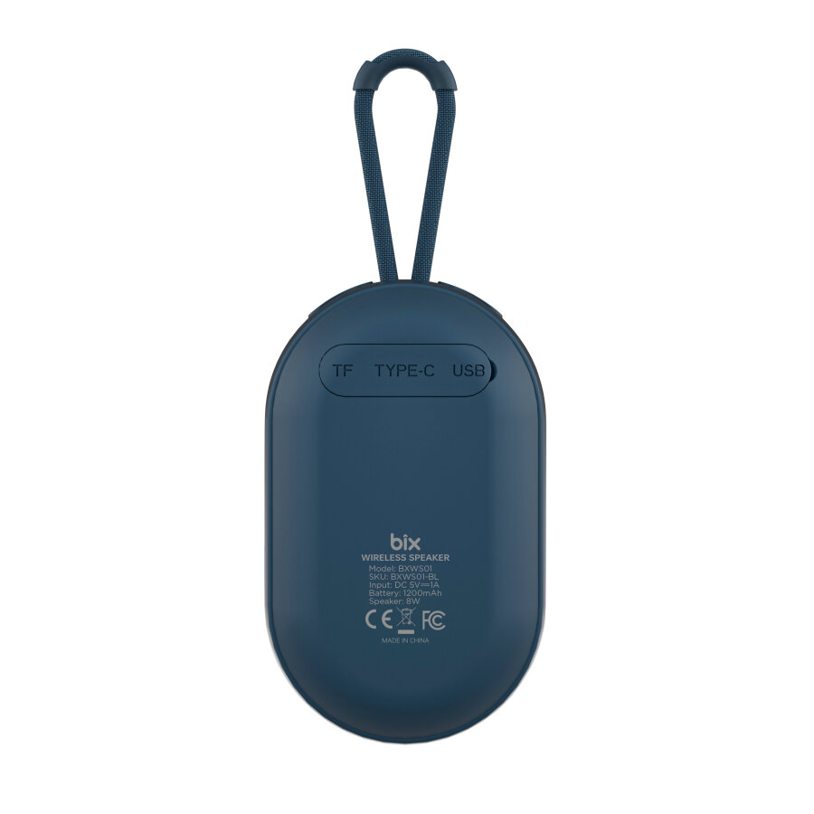 Bix BXWS01 Bluetooth 6.0 IPX4 Suya Dayanıklı 8W Taşınabilir Hoparlör MicroSD & USB Destekli Speaker Mavi - 5