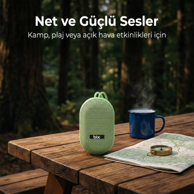 Bix BXWS01 Bluetooth 6.0 IPX4 Suya Dayanıklı 8W Taşınabilir Hoparlör MicroSD & USB Destekli Speaker Siyah - 4