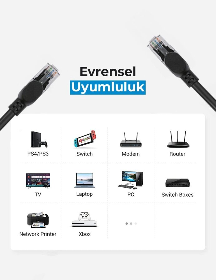 Bix Cat6A 10Gbps Veri Aktarım 500MHz STP Ethernet Kablosu 1 Metre - 5