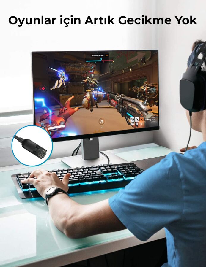 Bix Cat6A Slim 10Gbps Veri Aktarım 500MHz UTP Ethernet Kablosu 10 Metre - 3