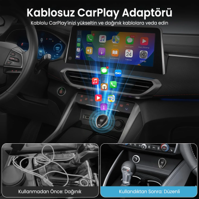 Bix CB01 Kablosuz CarPlay ve Android Auto USB Kabloludan Kablosuza Çevirici Adaptörü - 3