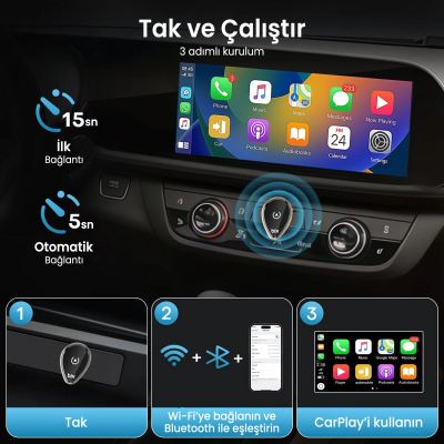 Bix CB01 Kablosuz CarPlay ve Android Auto USB Kabloludan Kablosuza Çevirici Adaptörü - 4