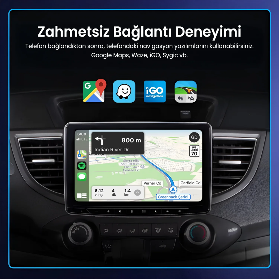 Bix CB02 Kablosuz CarPlay ve Android Auto Type-C / USB Çift Uçlu Kabloludan Kablosuza Çevirici Adaptör - 7