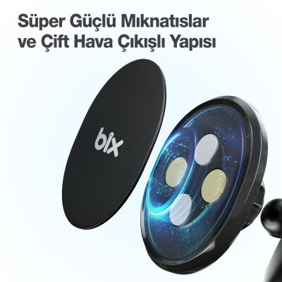 Bix Çift Havalandırma Klipsli ve Destek Kollu 360° Derece Ayarlanabilir Araç Telefon Tutucu - 8