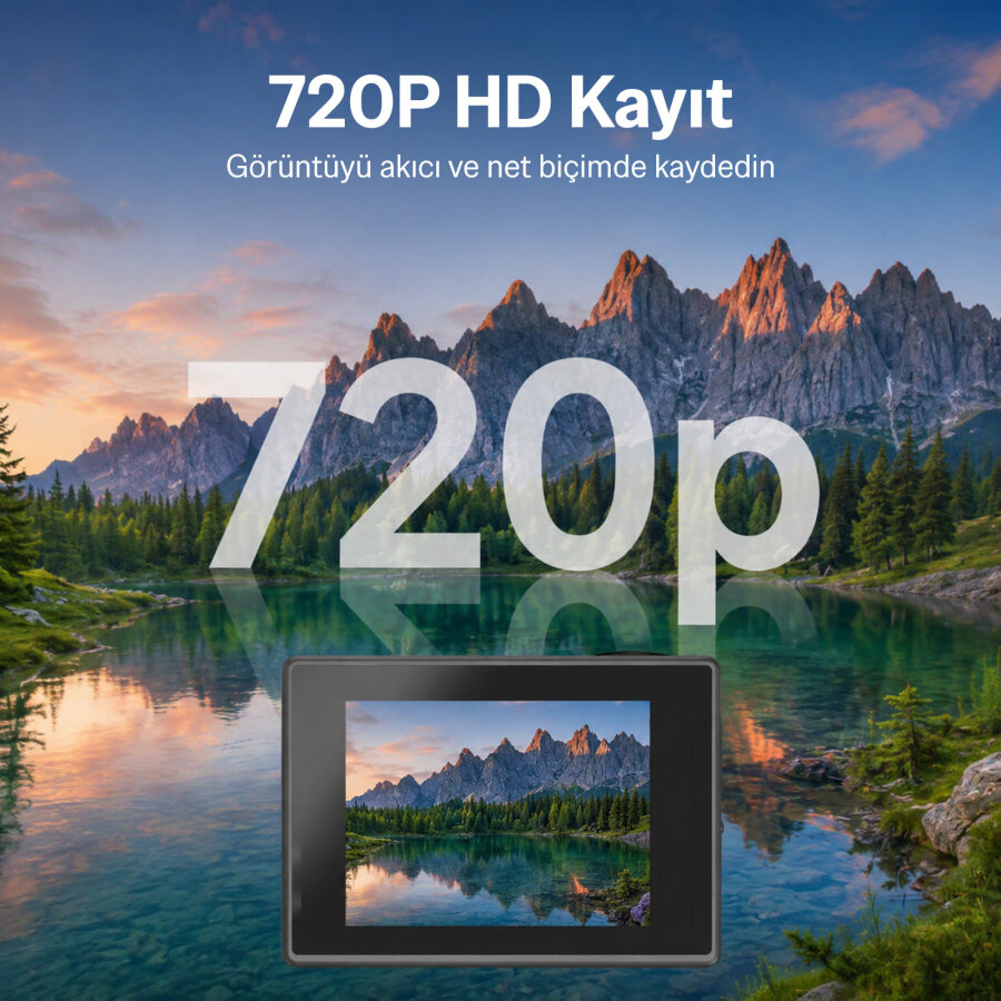 Bix Edge 720P HD 5MP Su Geçirmez Aksiyon Kamerası Motosiklet Bisiklet Kask ve Su Altı Kamerası - 6