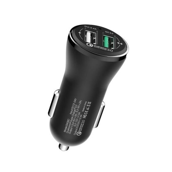 Bix Hızlı Araç Şarj Cihazı Çift USB Çıkışlı QC 3.0 Beyaz - 3