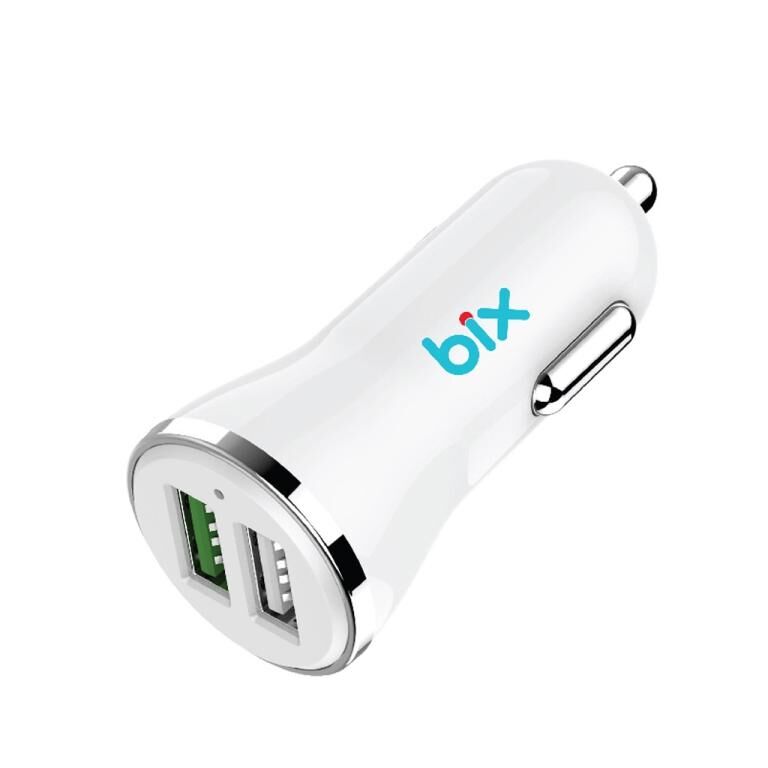 Bix Hızlı Araç Şarj Cihazı Çift USB Çıkışlı QC 3.0 Beyaz - 1