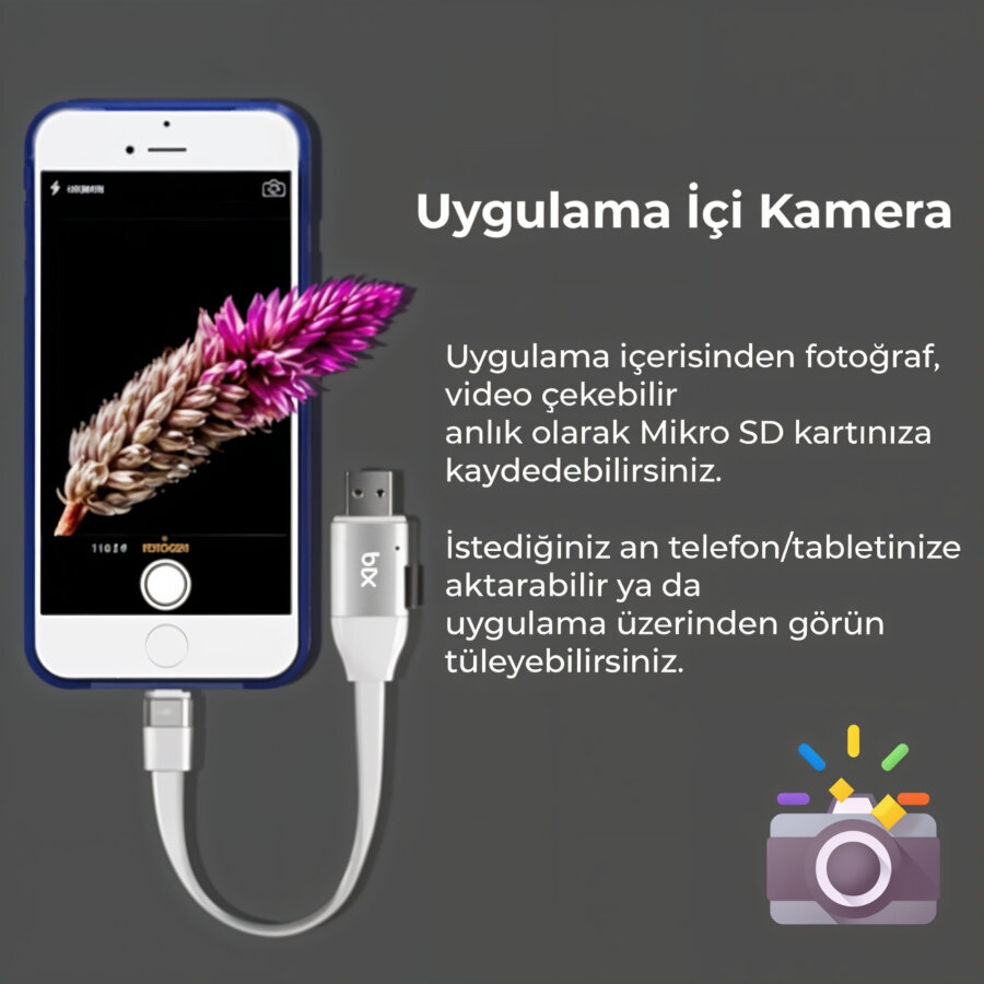 Bix iData Pro Micro SD Kart Okuyuculu iPhone Şarj Kablosu - 5