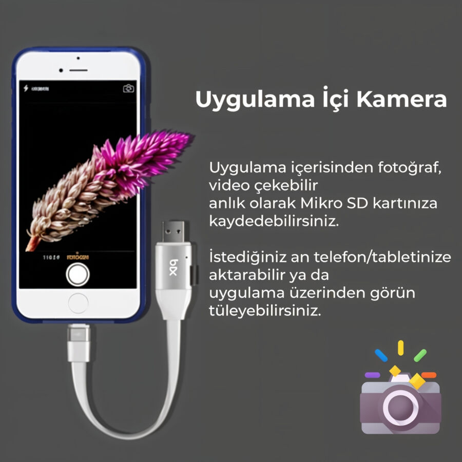 Bix iData Pro Micro SD Kart Okuyuculu iPhone Şarj Kablosu - 5