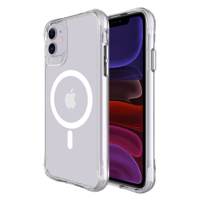Bix iPhone 11 MagSafe Uyumlu Transparan Şeffaf Kılıf Güçlü Manyetik Üstün Darbe Koruması