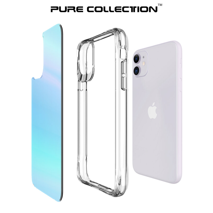 Bix iPhone 11 Pure Rainbow Renk Geçişli Şeffaf Kılıf Çizilmeye Dayanıklı Darbe Emici Parmak İzi Önleyici Mavi - 4