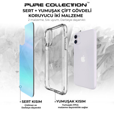 Bix iPhone 11 Pure Rainbow Renk Geçişli Şeffaf Kılıf Çizilmeye Dayanıklı Darbe Emici Parmak İzi Önleyici Mavi - 7