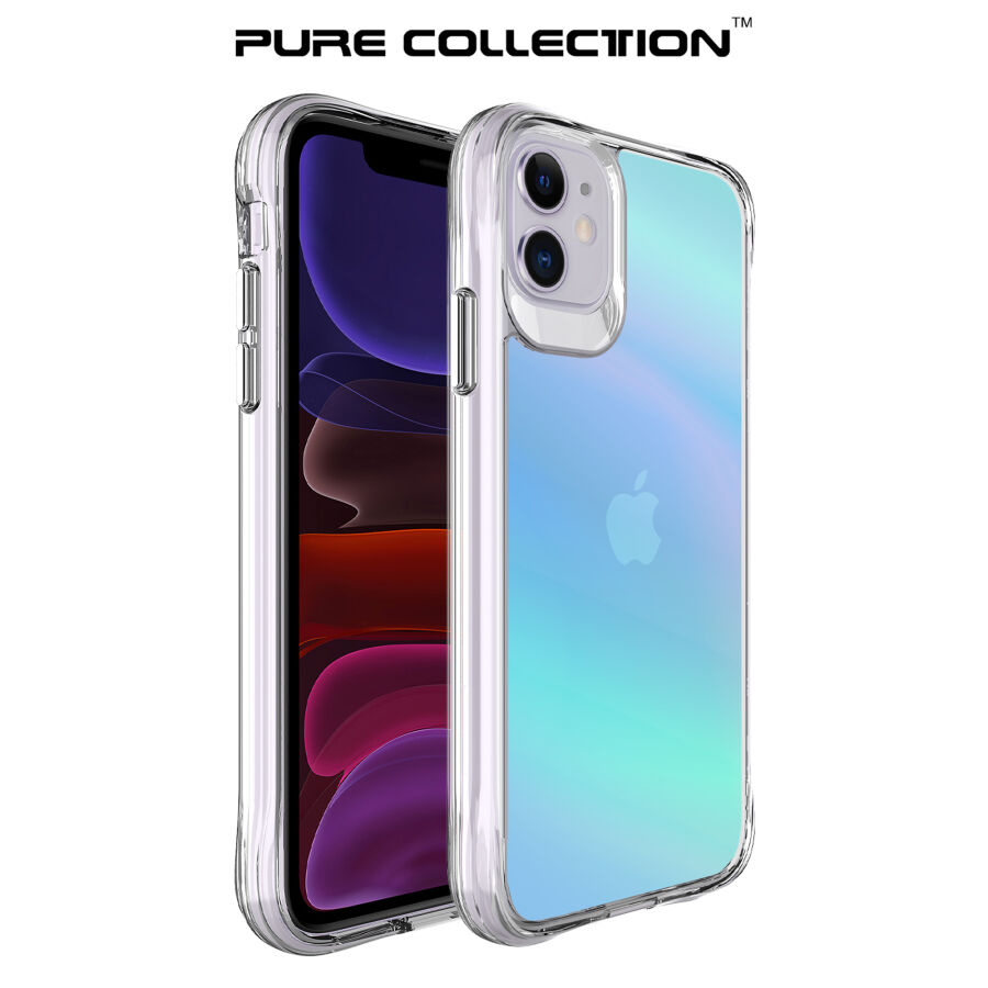 Bix iPhone 11 Pure Rainbow Renk Geçişli Şeffaf Kılıf Çizilmeye Dayanıklı Darbe Emici Parmak İzi Önleyici Mavi - 2