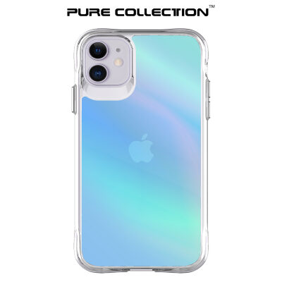 Bix iPhone 11 Pure Rainbow Renk Geçişli Şeffaf Kılıf Çizilmeye Dayanıklı Darbe Emici Parmak İzi Önleyici Mavi - 3