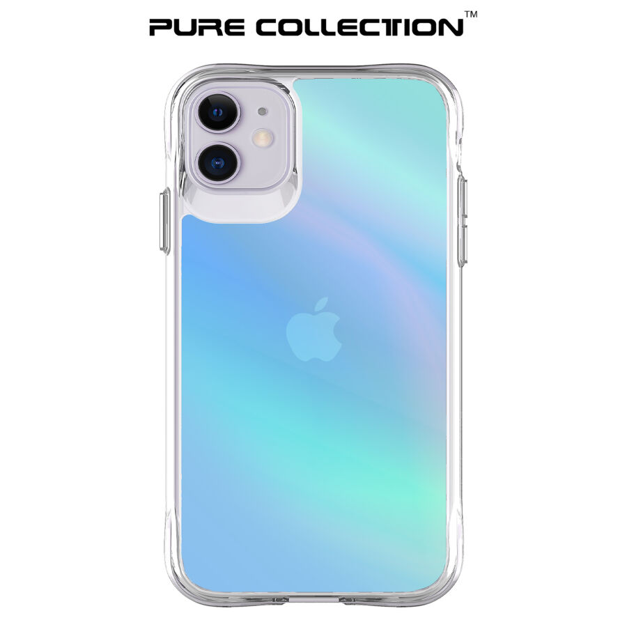 Bix iPhone 11 Pure Rainbow Renk Geçişli Şeffaf Kılıf Çizilmeye Dayanıklı Darbe Emici Parmak İzi Önleyici Mavi - 3